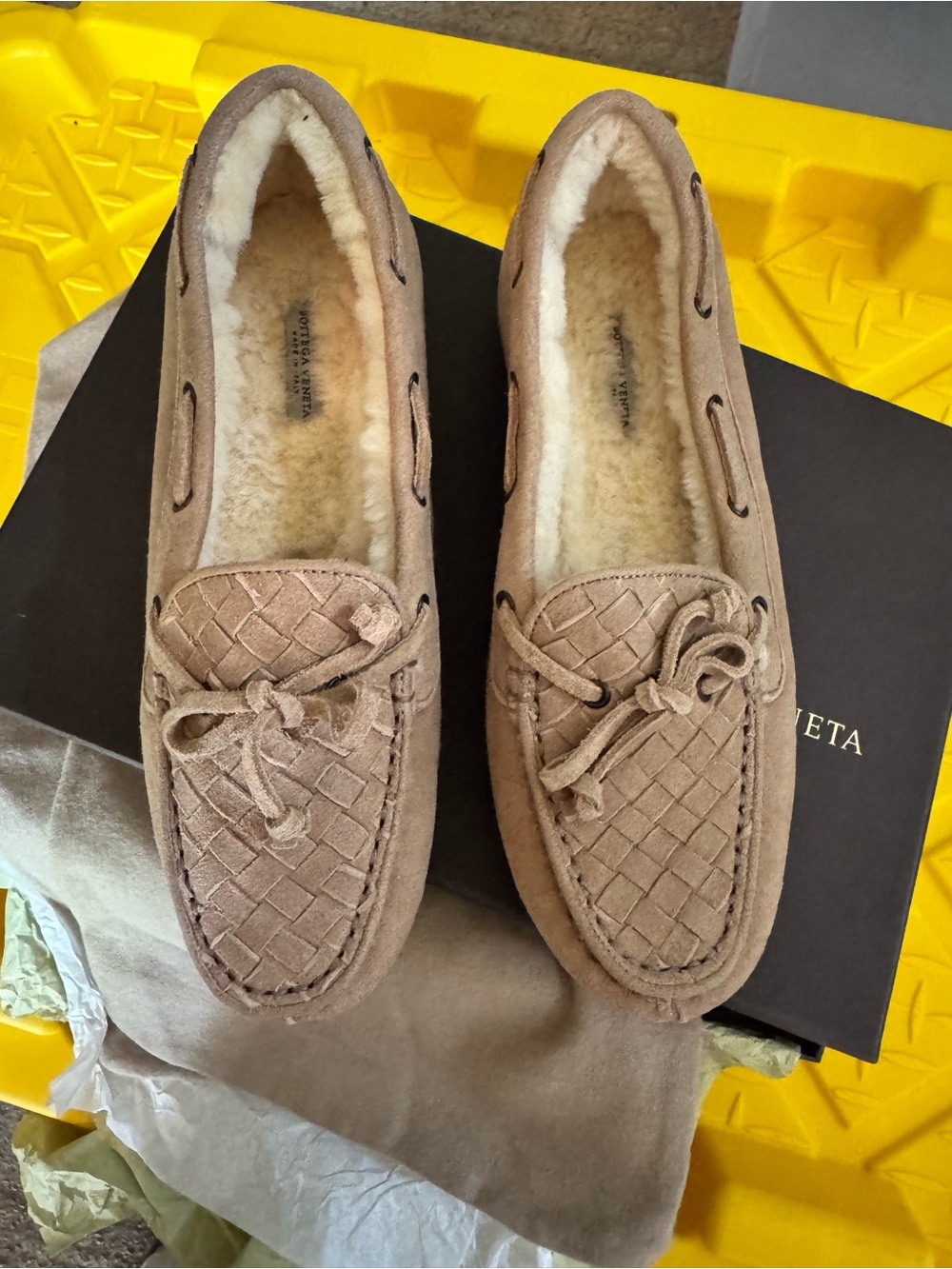 Bottega Veneta Suede Moccasin with Sherling Lining NWT - Picture 2 of 8